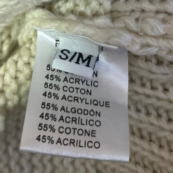 Katwalk Cream White Star Print Distressed Knit Oversize Pullover Sweater Top S/M - Picture 5 of 5